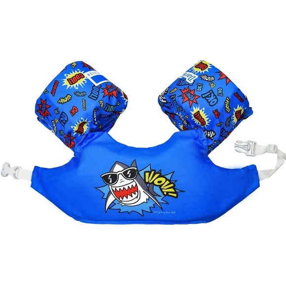 Dark Lightning Kids Swim Vest (20-50 Pounds) SHARK Water Wings - Picture 1 of 4